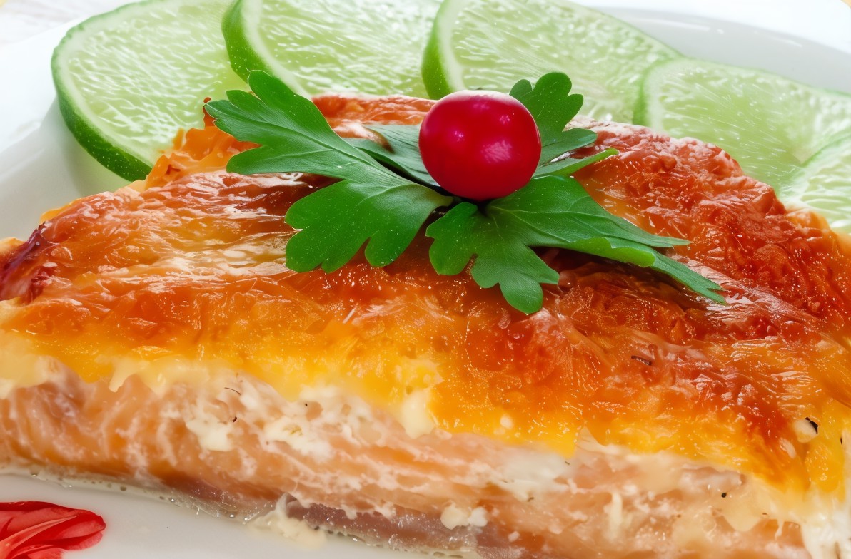 Рыба под рисом с луком