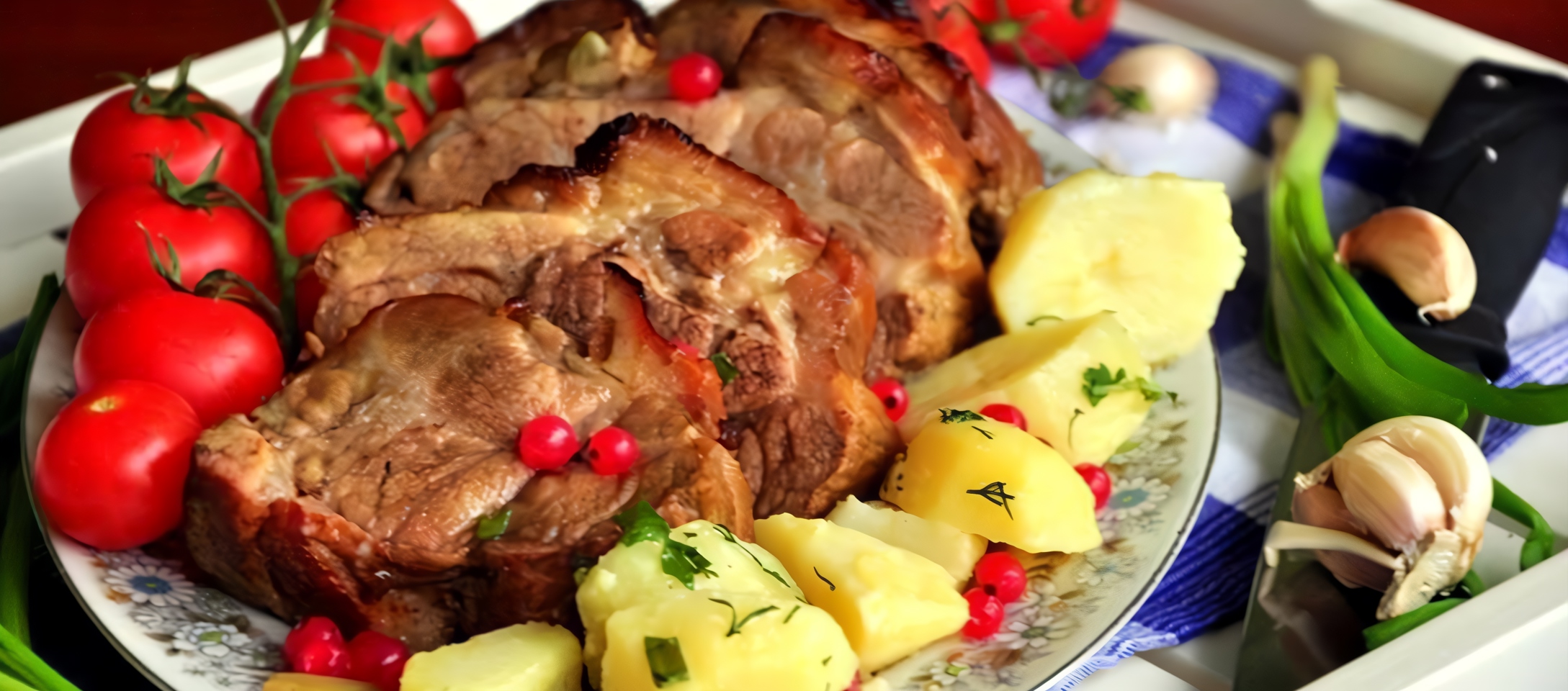 Телятина с картофелем и грибами