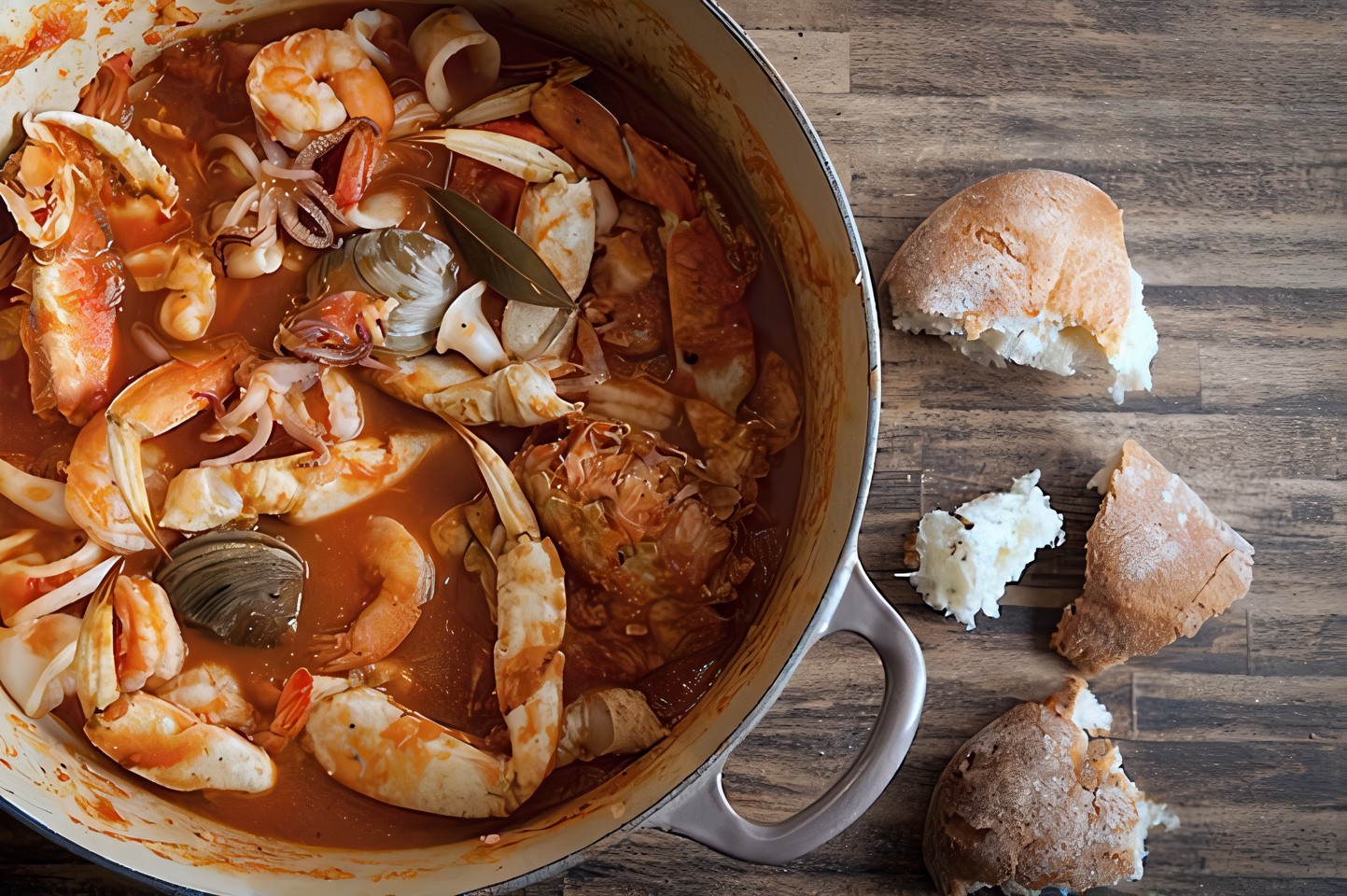 Томатный суп с морепродуктами и фенхелем