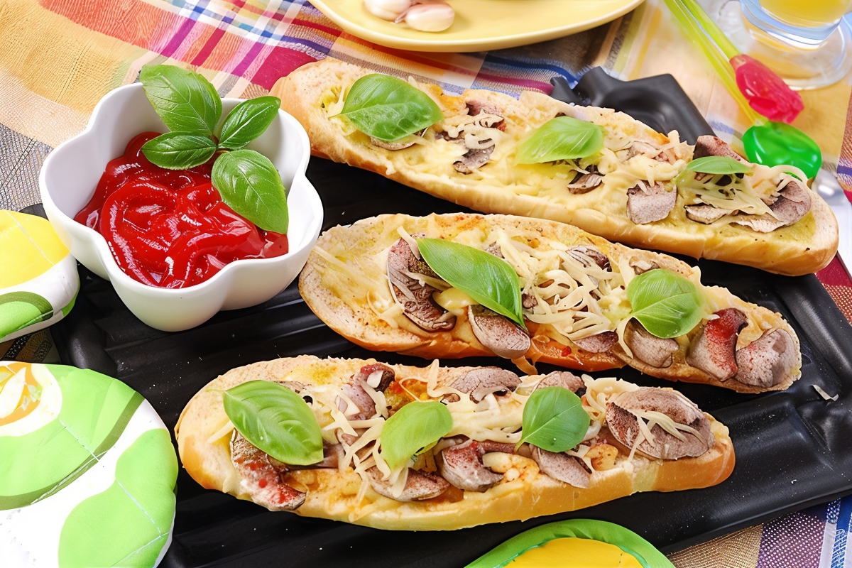 Тосты с грибами и сыром