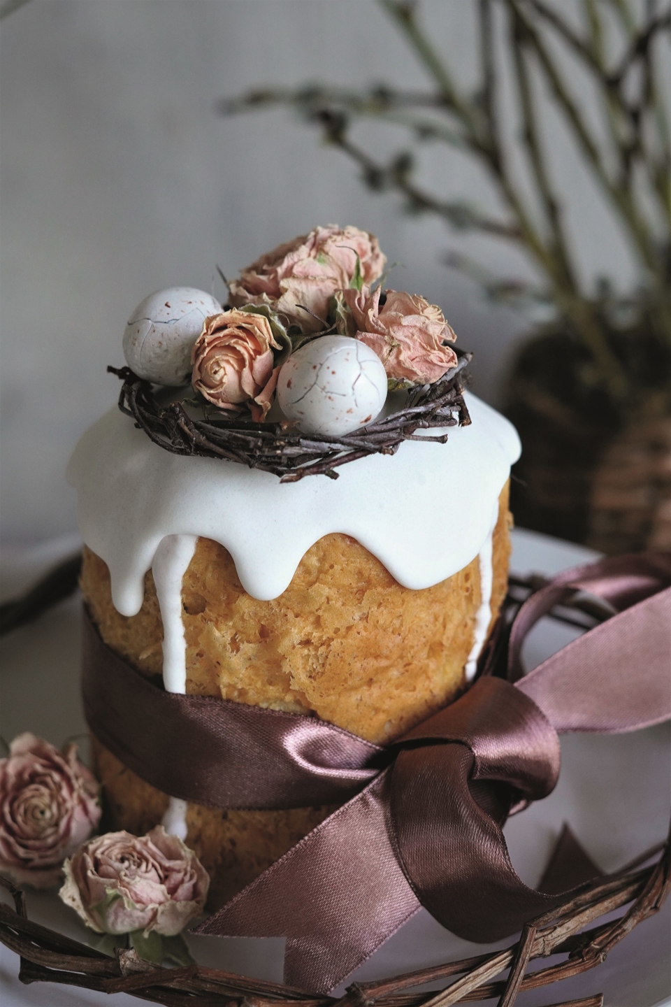 Творожный кулич с миндальной крупкой