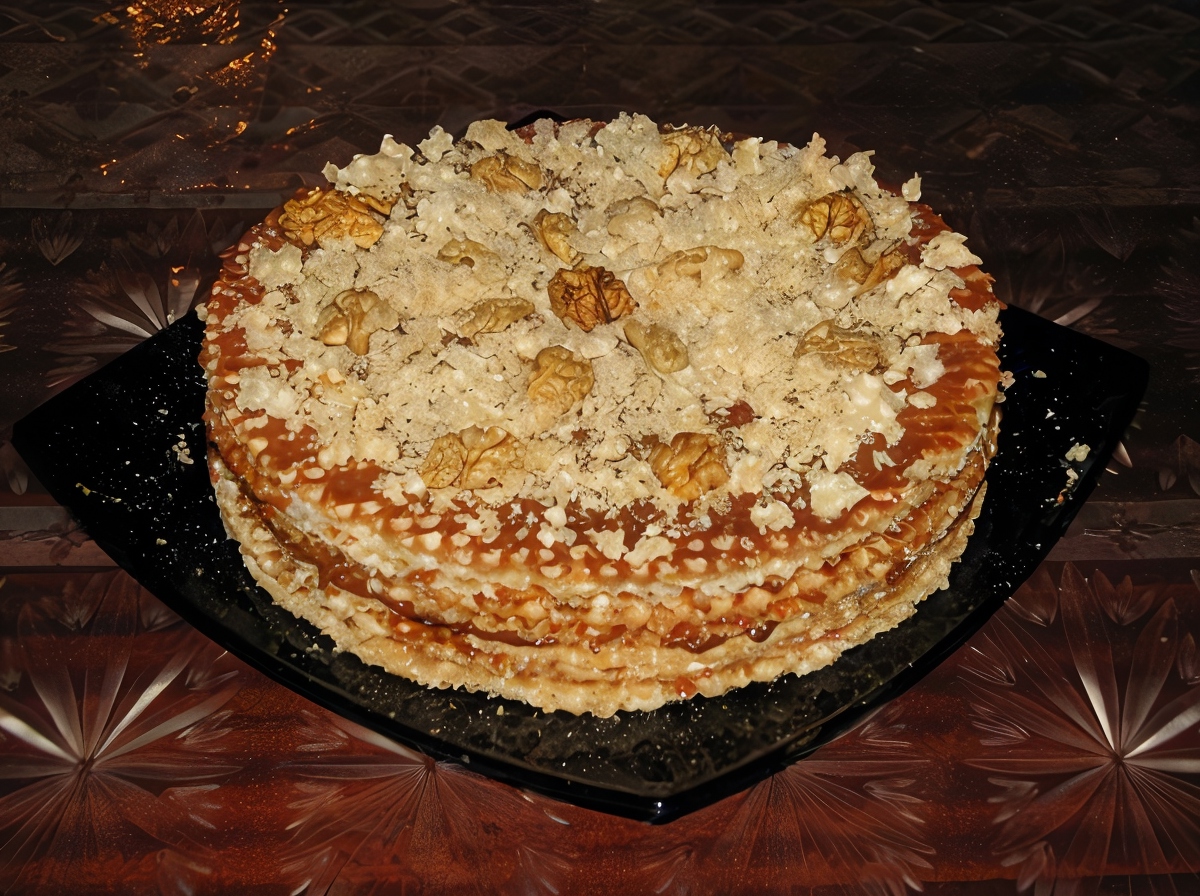 Вафельный торт с медом и сгущенкой