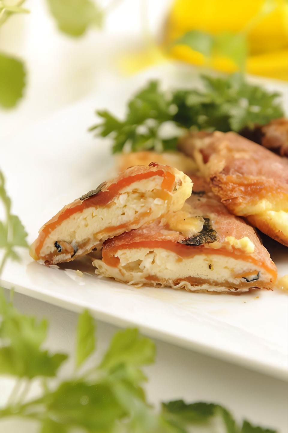 Жареные фаршированные козьим сыром, перцы и оливки