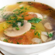 Быстрый суп из свежих шампиньонов, картофеля и моркови