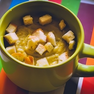 Гороховый крем-суп с чесночными гренками