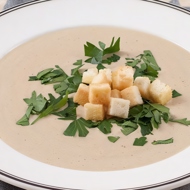 Крем-суп из белых грибов с трюфельными крутонами
