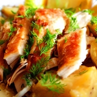 Курица в сырной корочке с картофелем и грибами