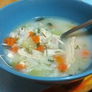 Куриный суп с диким рисом и плавленым сыром