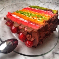 Радужный бисквитный торт