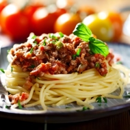 Спагетти Болоньезе с телятиной