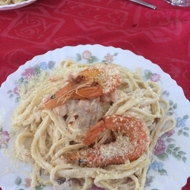 Спагетти с креветками в сливочно-соевым соусе