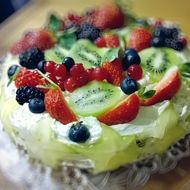 Торт с творожно-сливочным кремом и фруктами