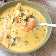 Тыквенно-кокосовый суп с креветками