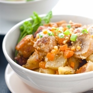 Жареный картофель с мясом по-корейски