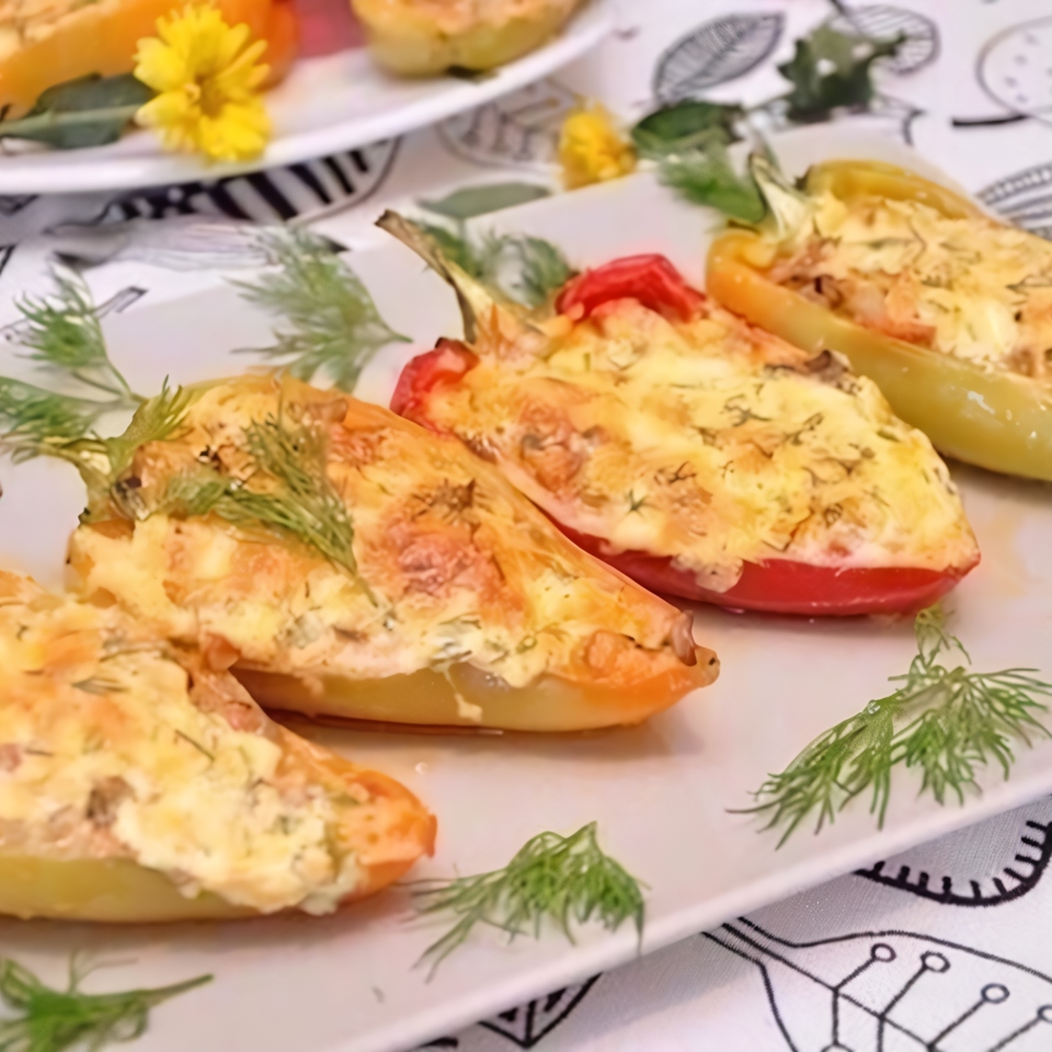 Болгарские перцы фаршированные куриным фаршем с овощами и зеленью