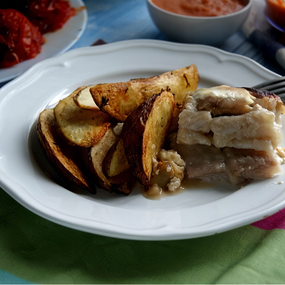 Пангасиус запеченный с яблоками и корицей в сливках