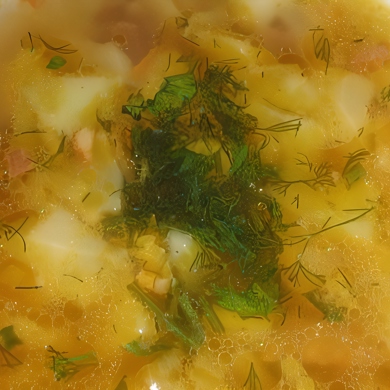 Суп грибной с консервированными шампиньонами, морковью и луком