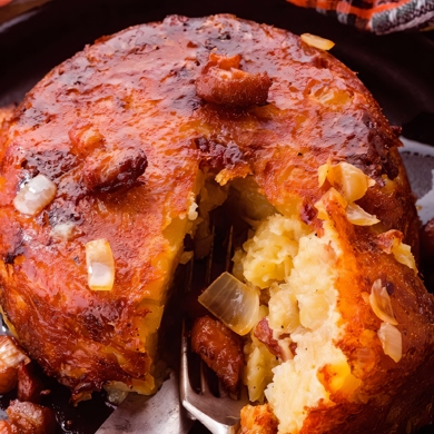 Картофельная бабка с фаршем и луком в духовке рецепт с фото пошагово