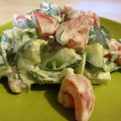 Овощной салат со сметаной и зеленью рецепт – Русская кухня: Салаты. «Еда»