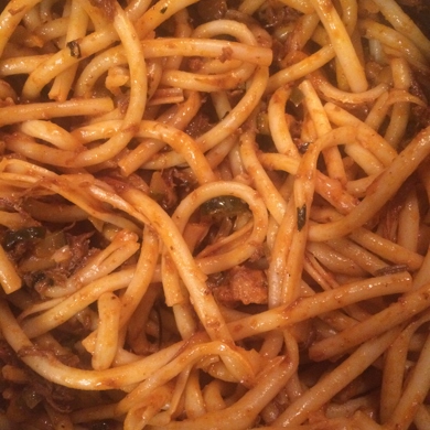Спагетти с поджаркой из свиной шейки - рецепт автора Кристина Резвухина