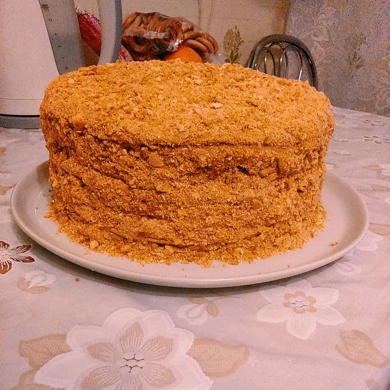 Бисквитный торт со сгущенкой и вишней