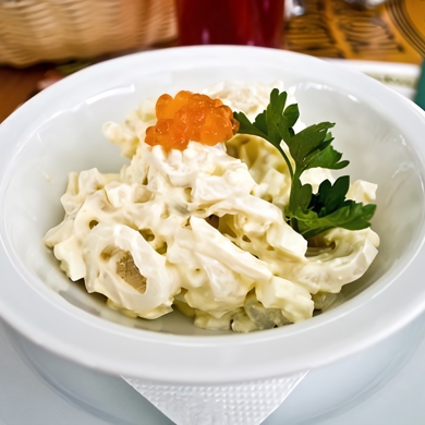 Салат из кальмаров с сыром, пошаговый рецепт на ккал, фото, ингредиенты - Hochland