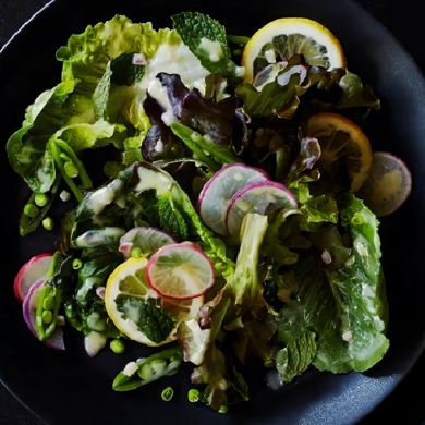 Овощной салат с консервированным зеленым горошком