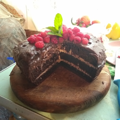 Шоколадный торт с заварным кремом