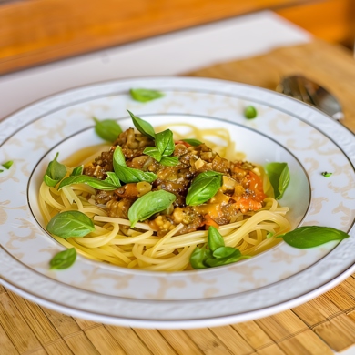 Рецепт спагетти Болоньезе с вегетарианским фаршем Хайбиф