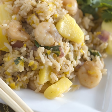 Рис с креветками и ананасом по-тайски — Бублик и Бигль кулинарный блог