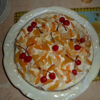 Фруктовый торт с желатином и сметаной