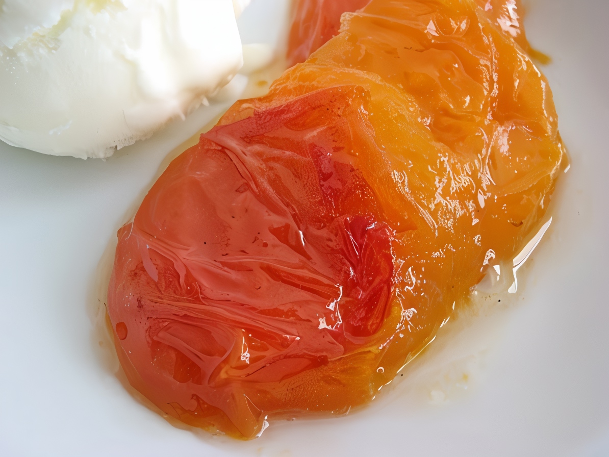 Apricots in Chamomile Syrup with Sour Cream Ice Cream