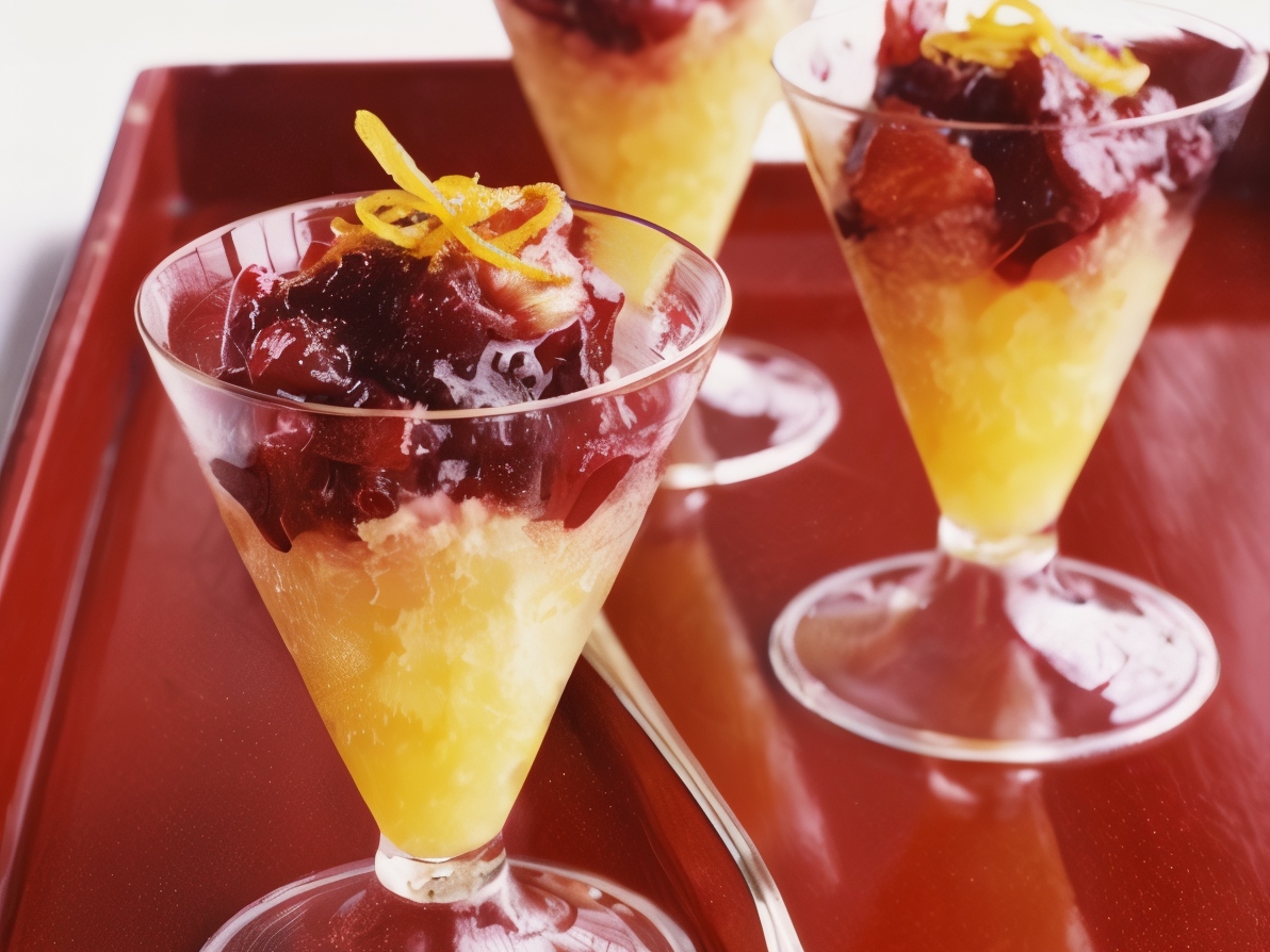 Orange Granita with Berry Jam