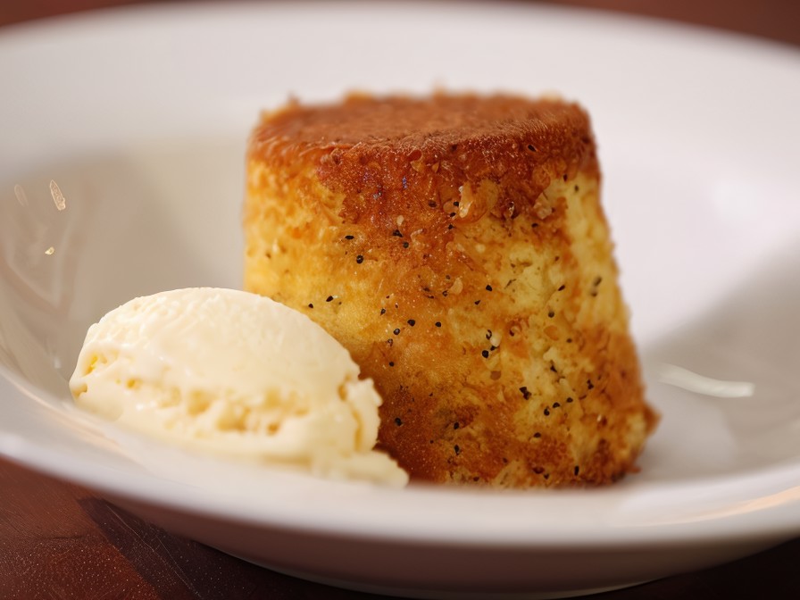 Flourless Orange Muffins with Poppy Seeds and Vanilla Ice Cream
