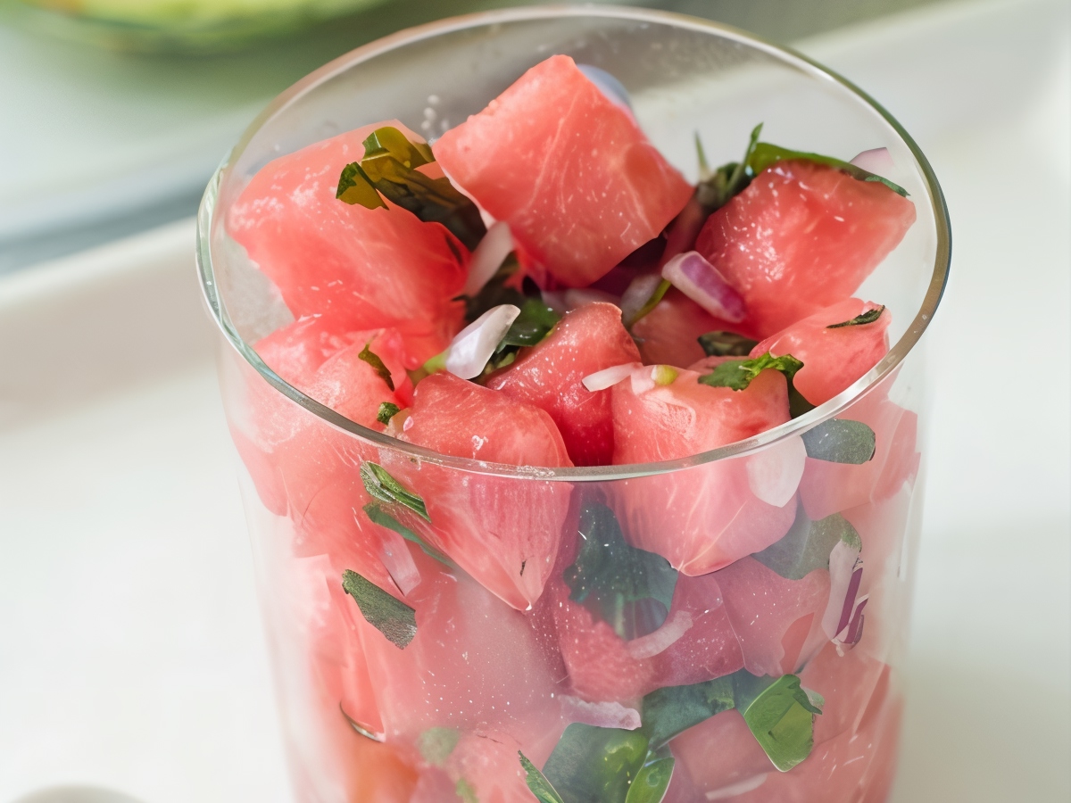Watermelon Salsa with Red Onion and Jalapeño Peppers