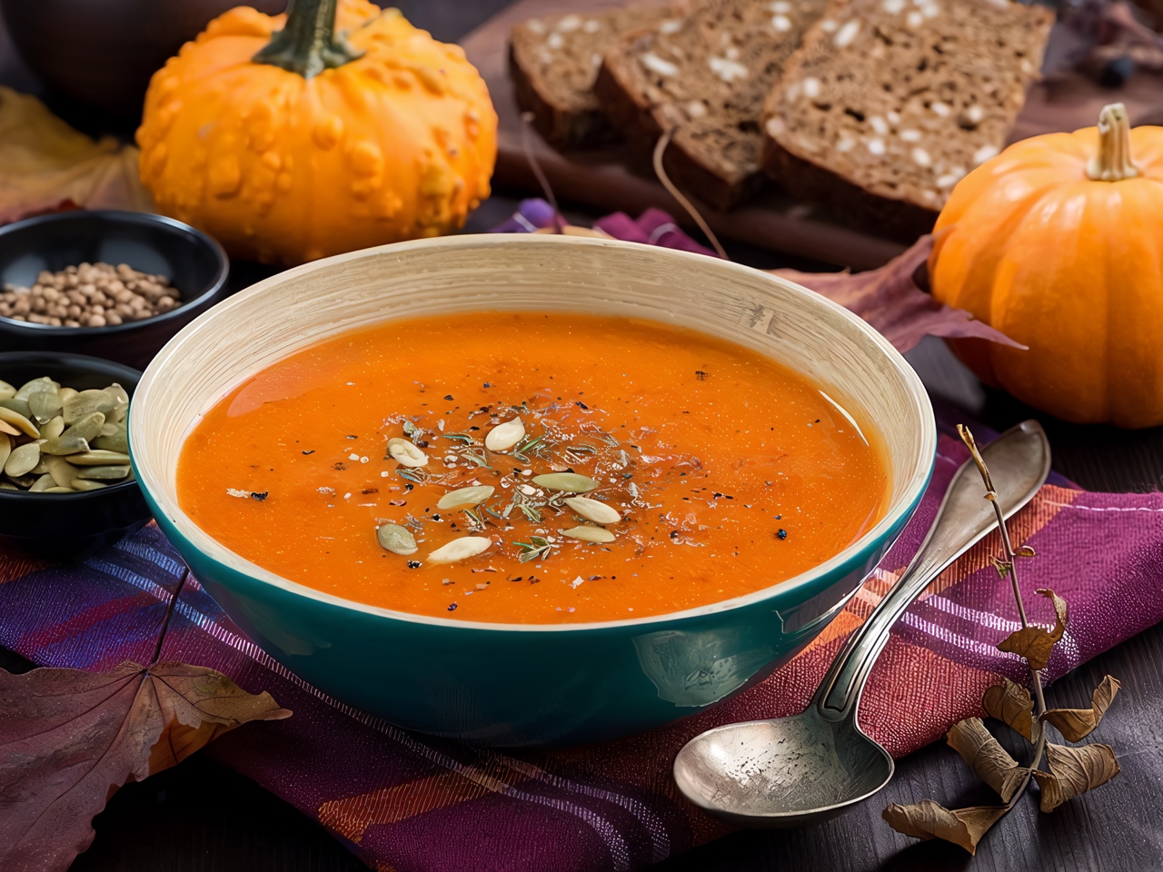 Aromatic Pumpkin Soup with Lentils and Coriander