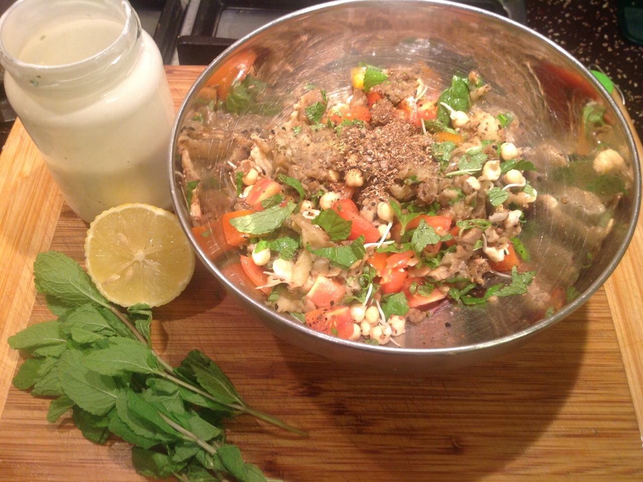 Baba Ganoush with Chickpea Sprouts