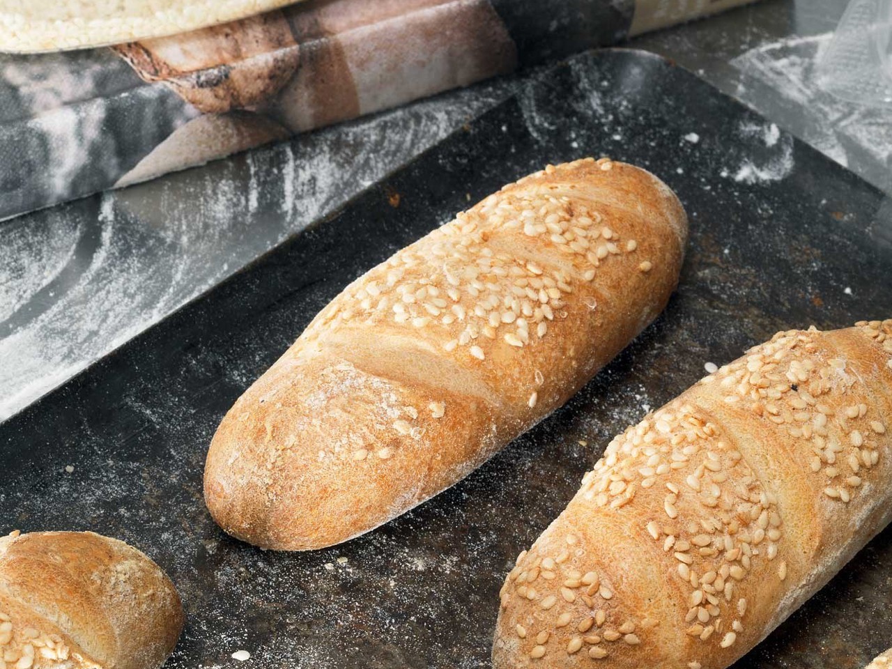 Semolina Baguettes with Sesame