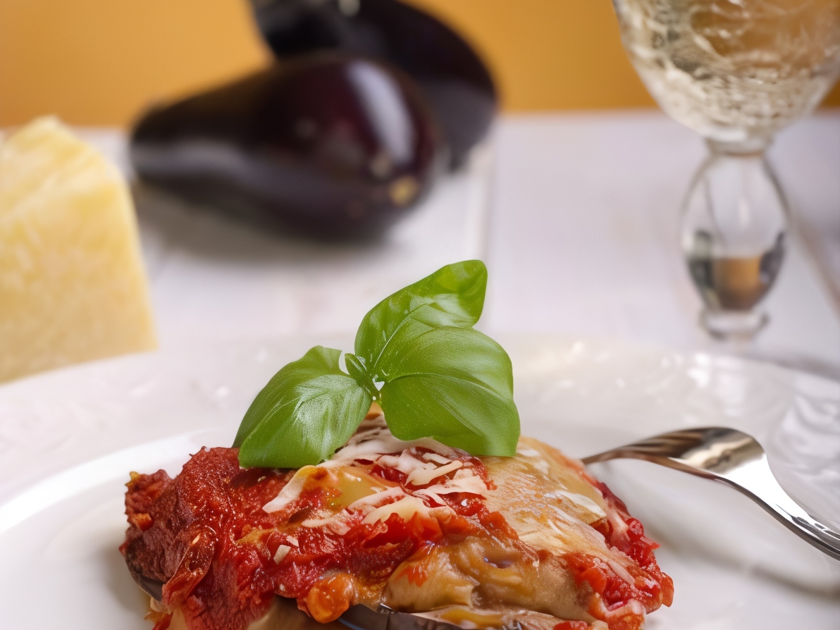 Eggplants Baked with Cheese, Basil, and Pine Nuts