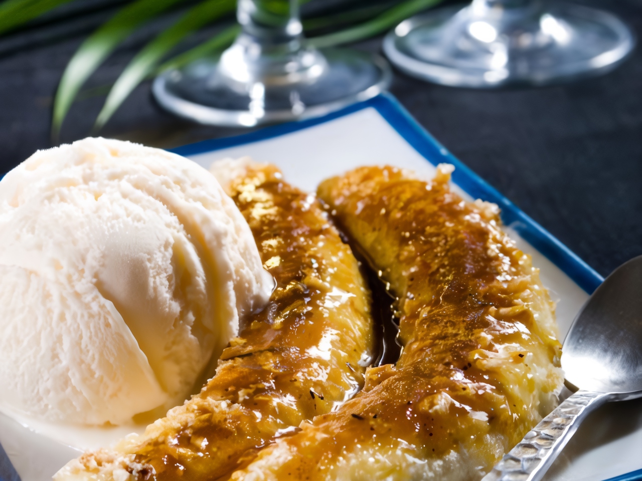 Bananas with Rum Silabub