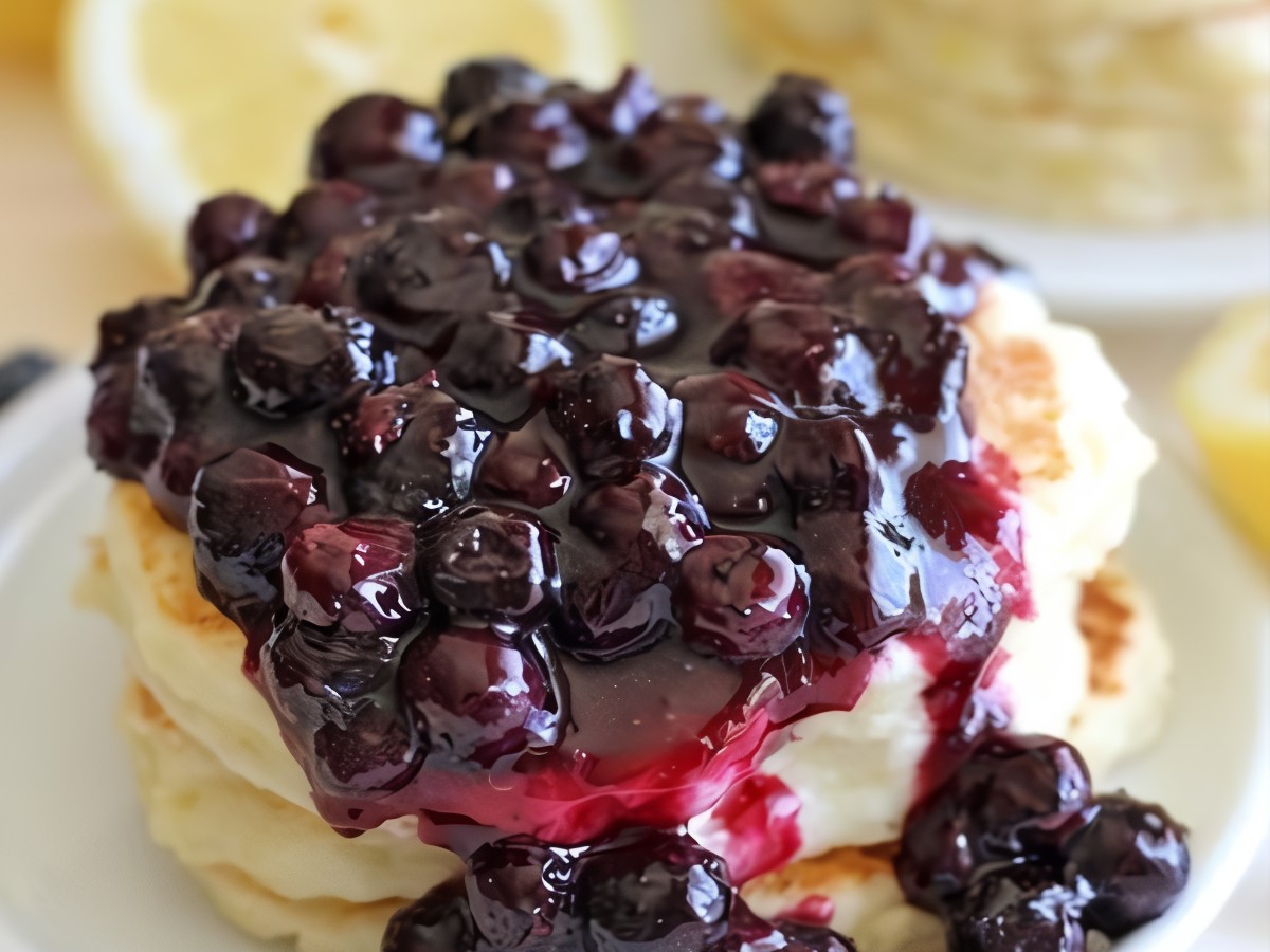 Banana Oatmeal Pancakes with Blueberry Syrup