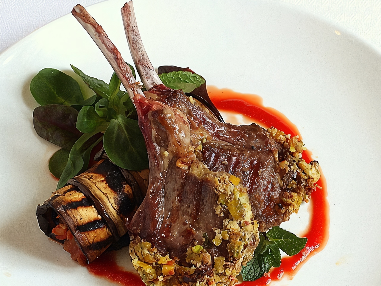 Lamb Rack with Pistachios and Feta