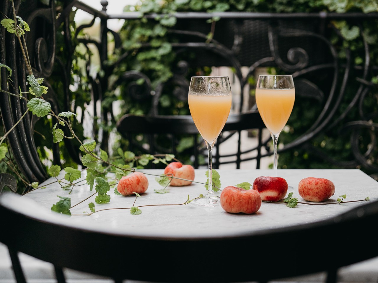 Bellini with White Peach Puree