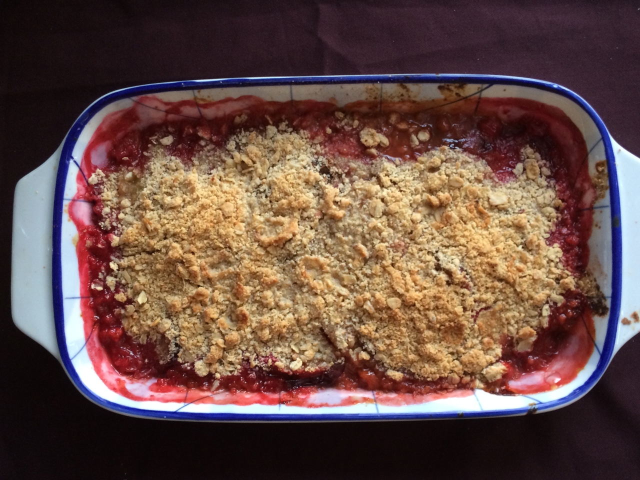 Gluten-Free Plum and Rhubarb Crumble