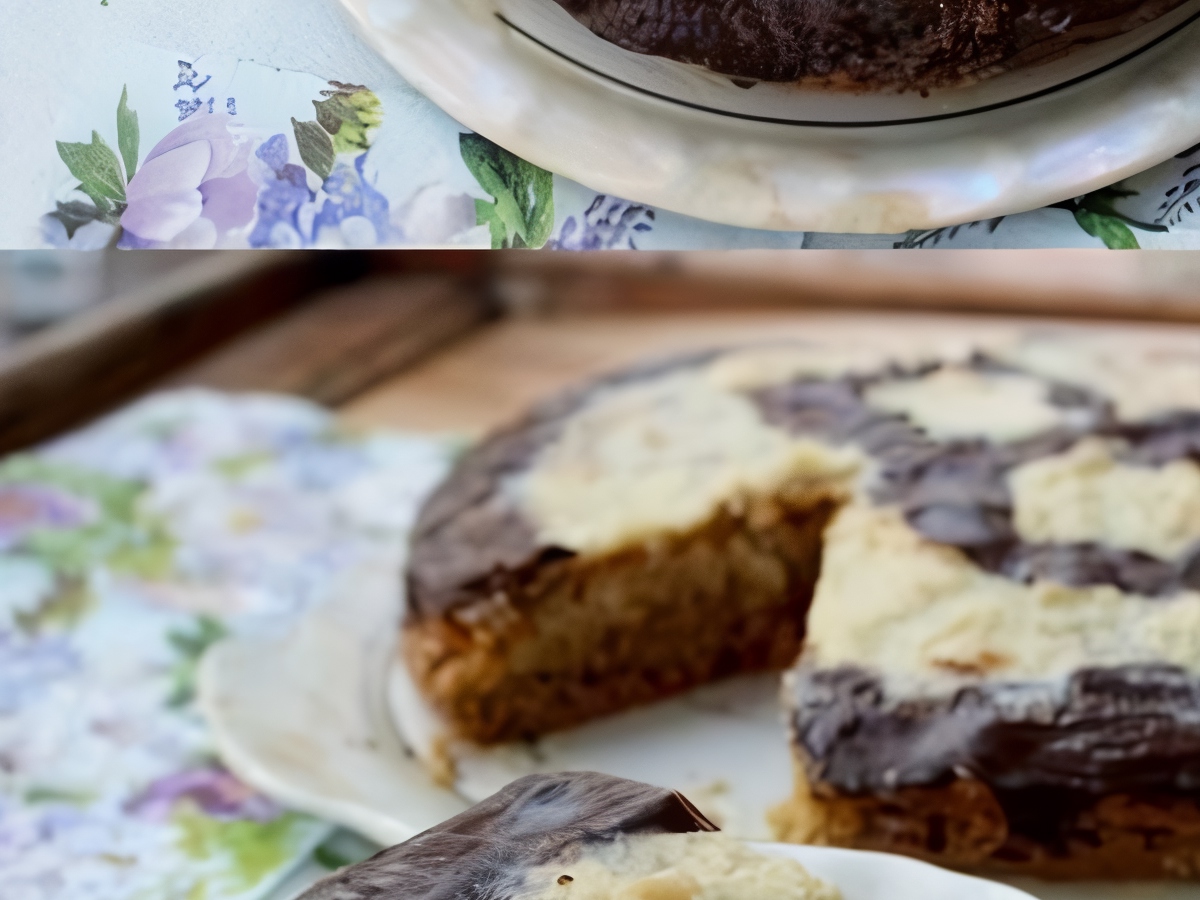 Sponge Cake with White and Dark Chocolate