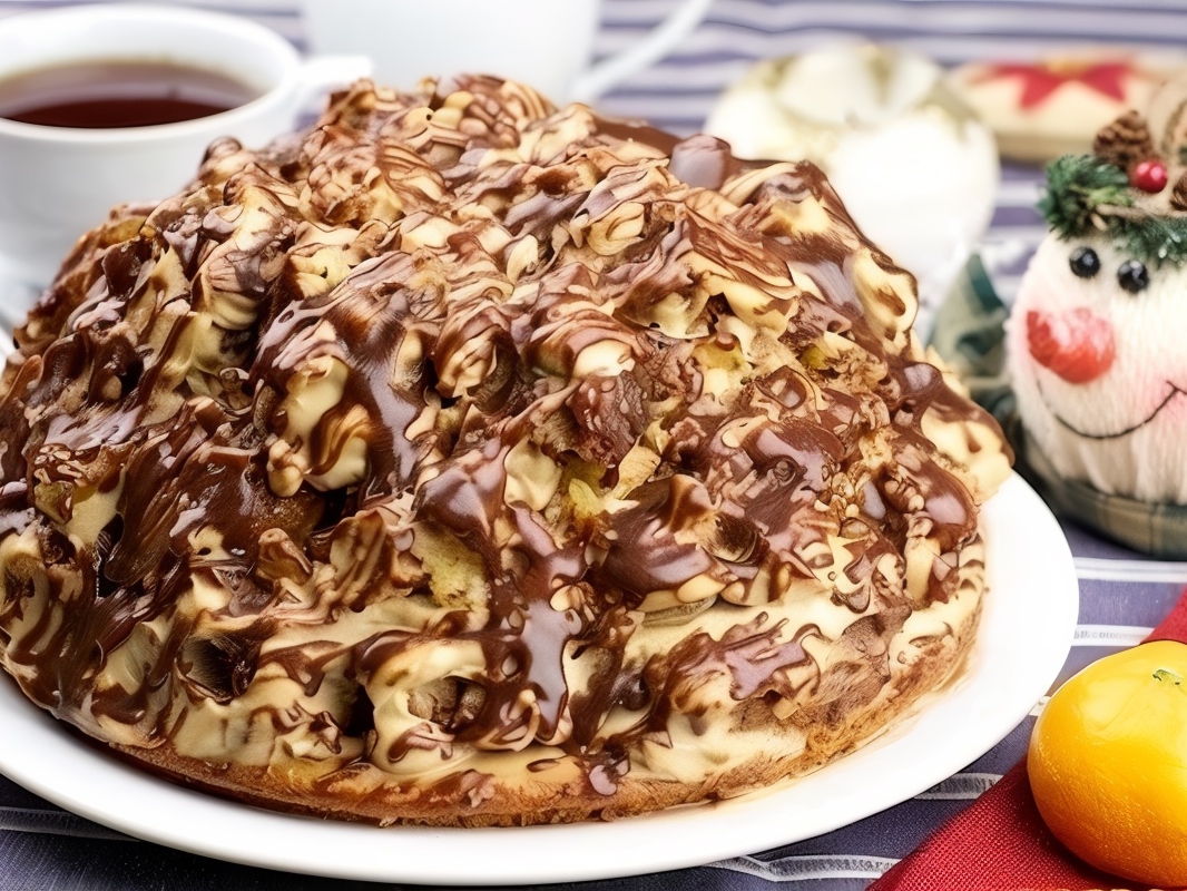 Sponge Cake with Sour Cream Frosting and Chocolate Glaze