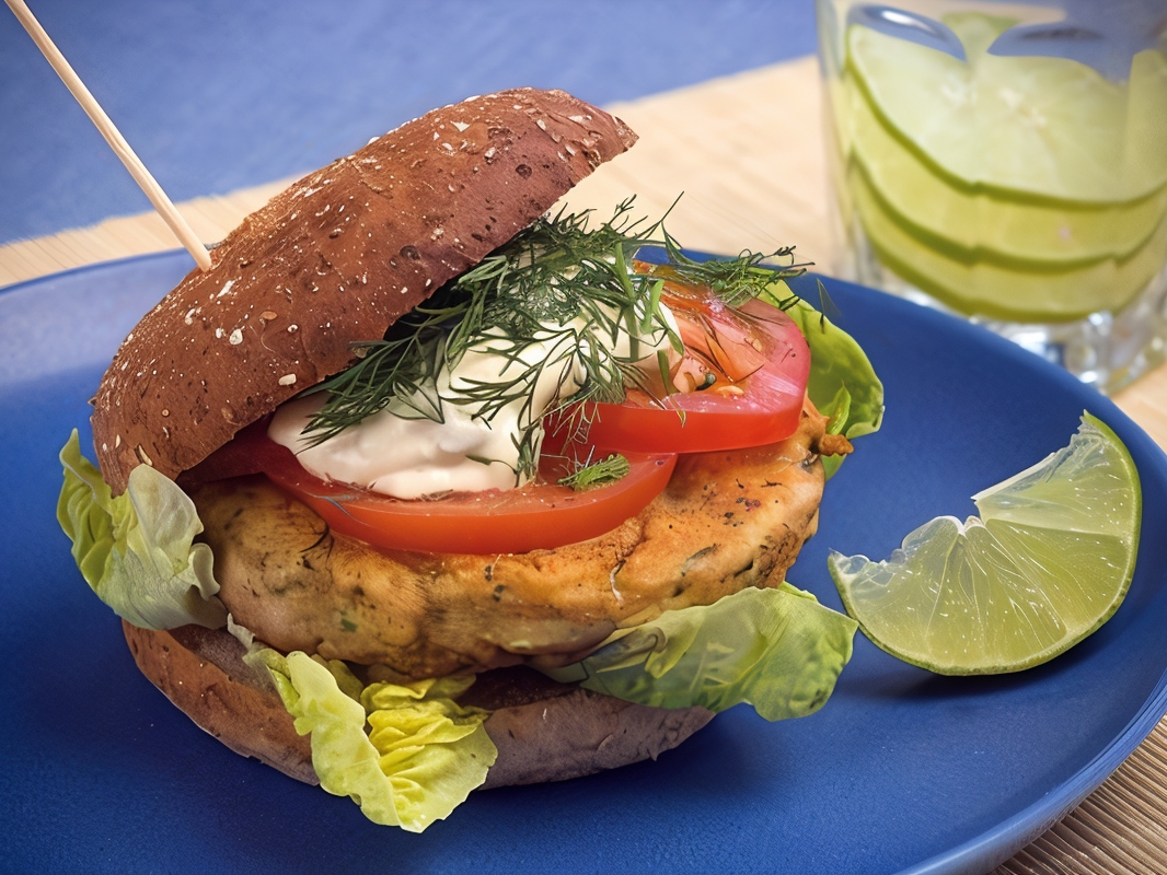 Quick Tuna Burgers with Lettuce and Tomato