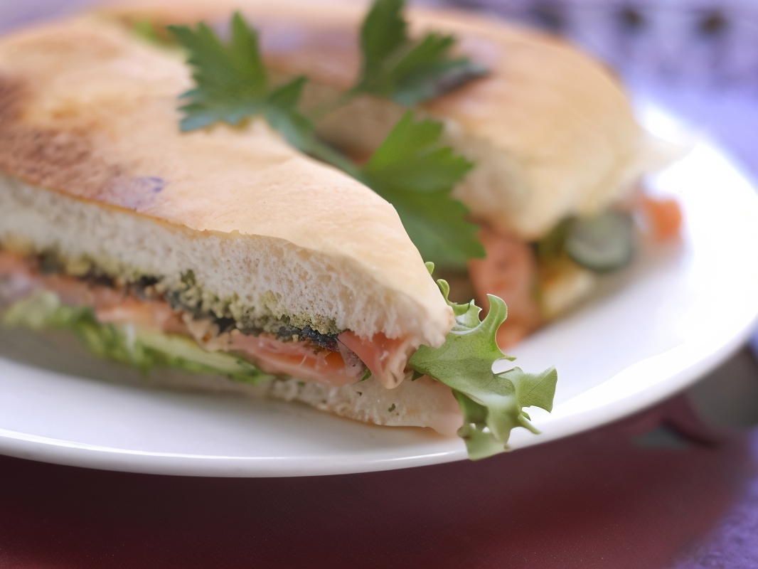 Quick Salmon Sandwiches with Vegetables and Ricotta