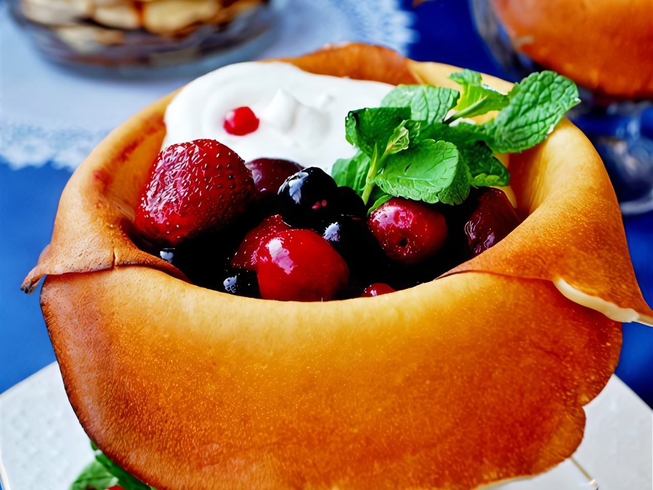Dessert Crepes with Cream Cheese and Berries