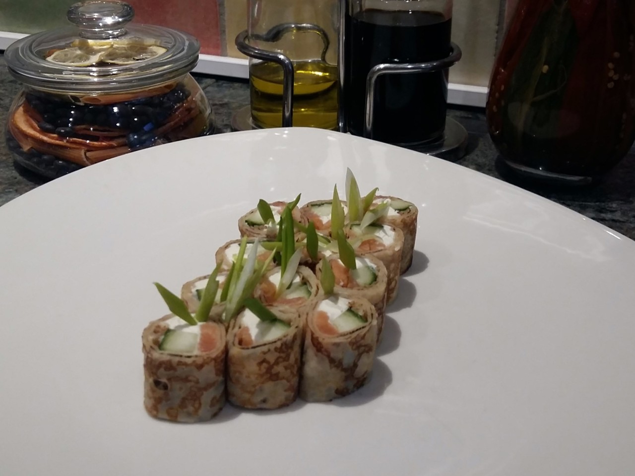 Pancakes with Salmon and Cheese